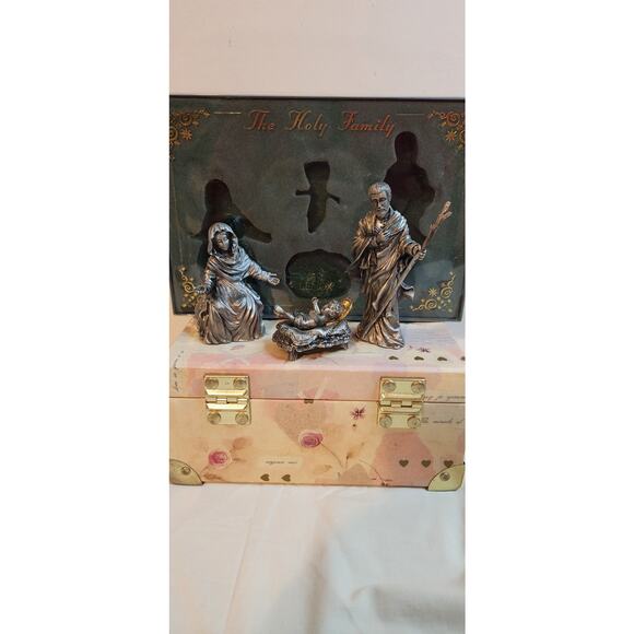 Lenox Kirk Stieff Pewter Nativity Set Holy Family 3-Piece Made in USA with Box - Picture 1 of 8
